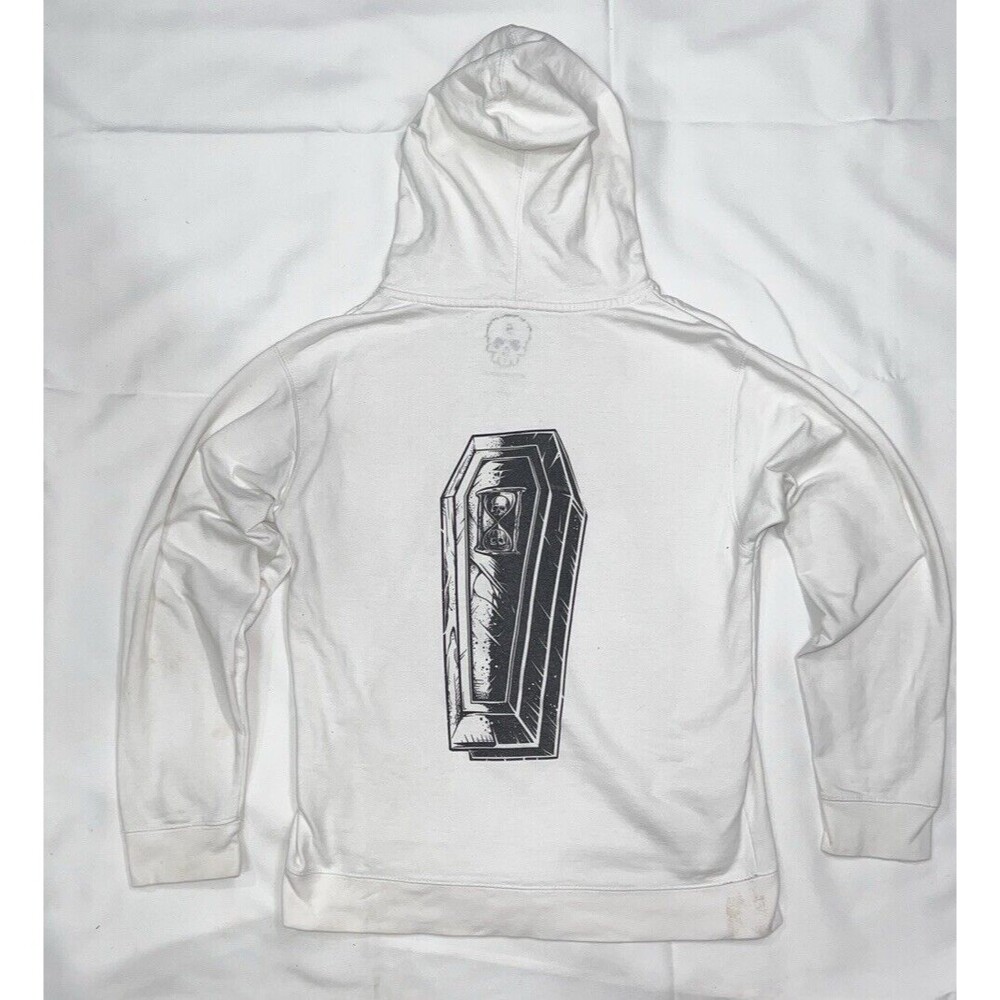 Unus Annus Coffin Skull White Long Sleeve Hoodie Sz Small SS4500P 207:13:00:00